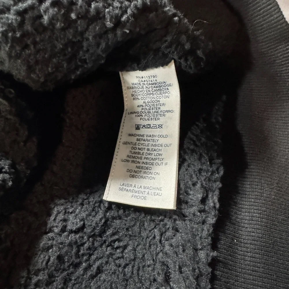True Religion Mens Black Sherpa Lined Full Zip Hoodie Buddha Guitar Large L